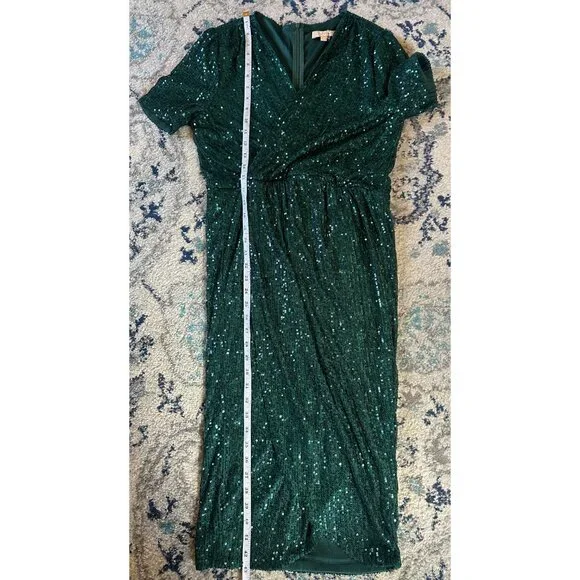 XL Baltic Born emerald green sequin mini wrap dress in Women's New without tags - Picture 8 of 10
